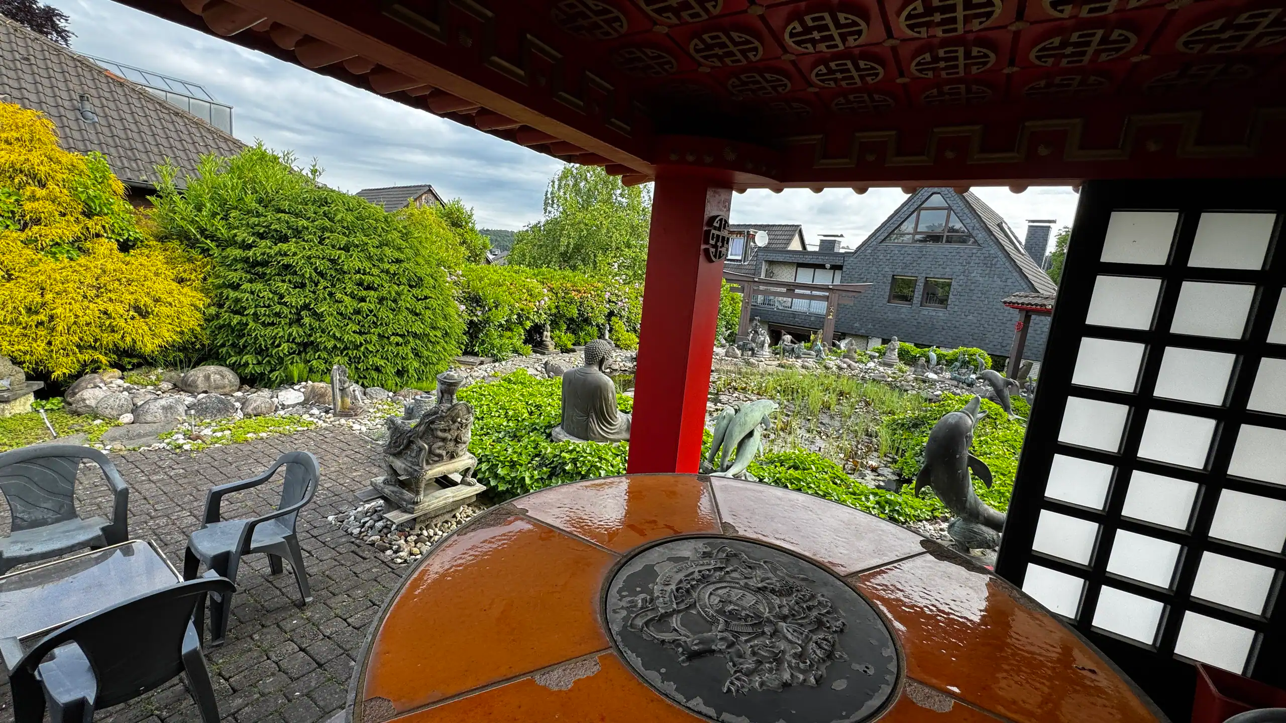 View into the Asian garden from the tea house